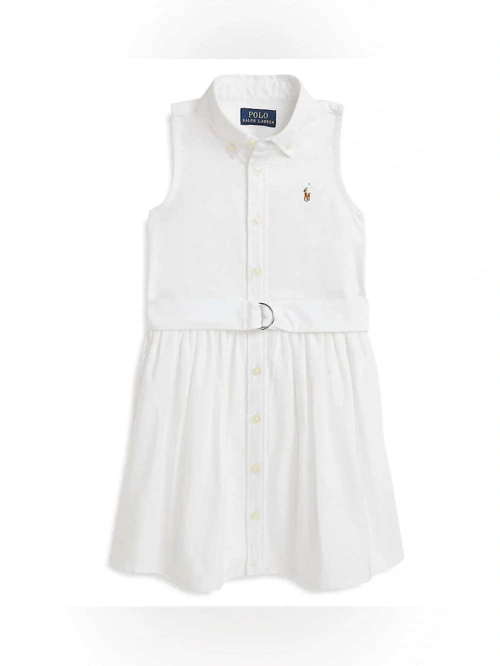 NWT Ralph Lauren Girl Oxford Shirtdress White Cotton Dress with Belt size 6X